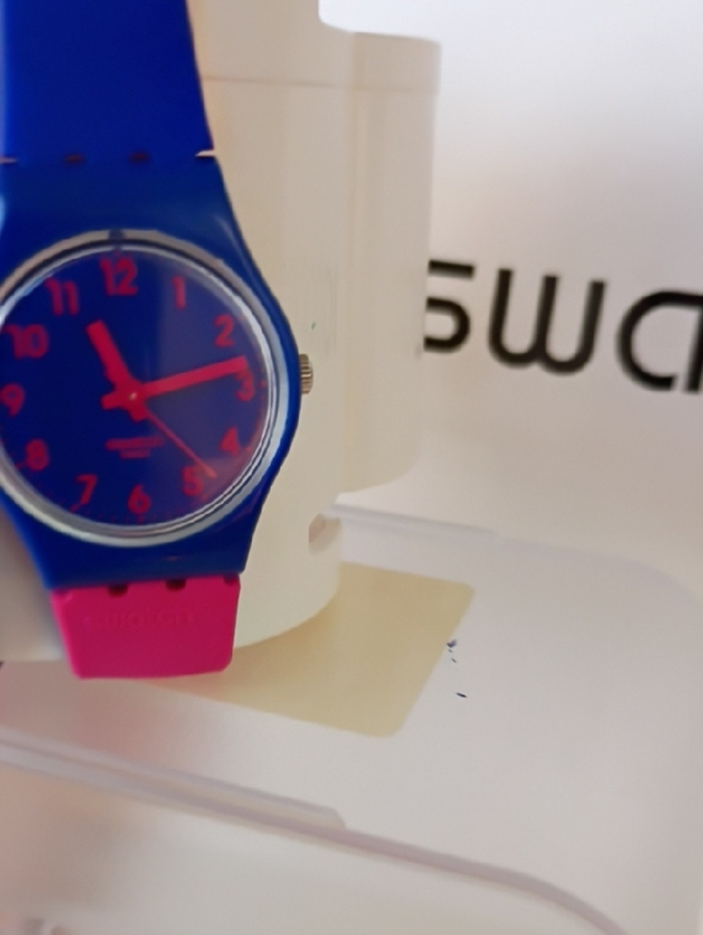 Swatch Blue Case with Pink Strap Silicone Watch - Picture 5 of 7